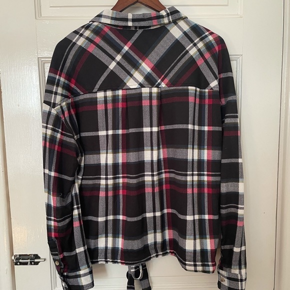 Polly & Ester Plaid Button Front Tie - Picture 4 of 8